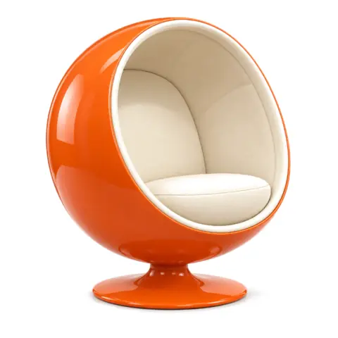 Orange ball chair, the dupe