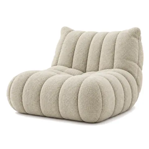 Cream channel-tufted bouclé lounge chair, the dupe