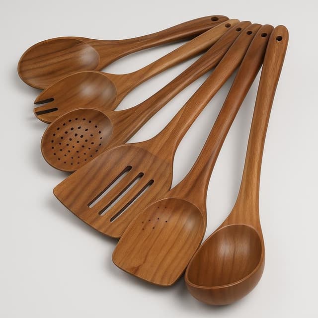 Lilly Teak 10 Piece Handmade Teak Wooden Kitchen Utensil Set