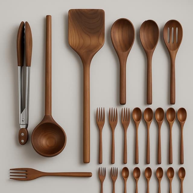 Woodenhouse 12-Piece Teak Wooden Cooking Utensil Set