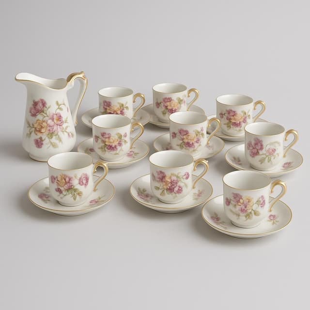 Limoges France Delicate Floral Demitasse Set