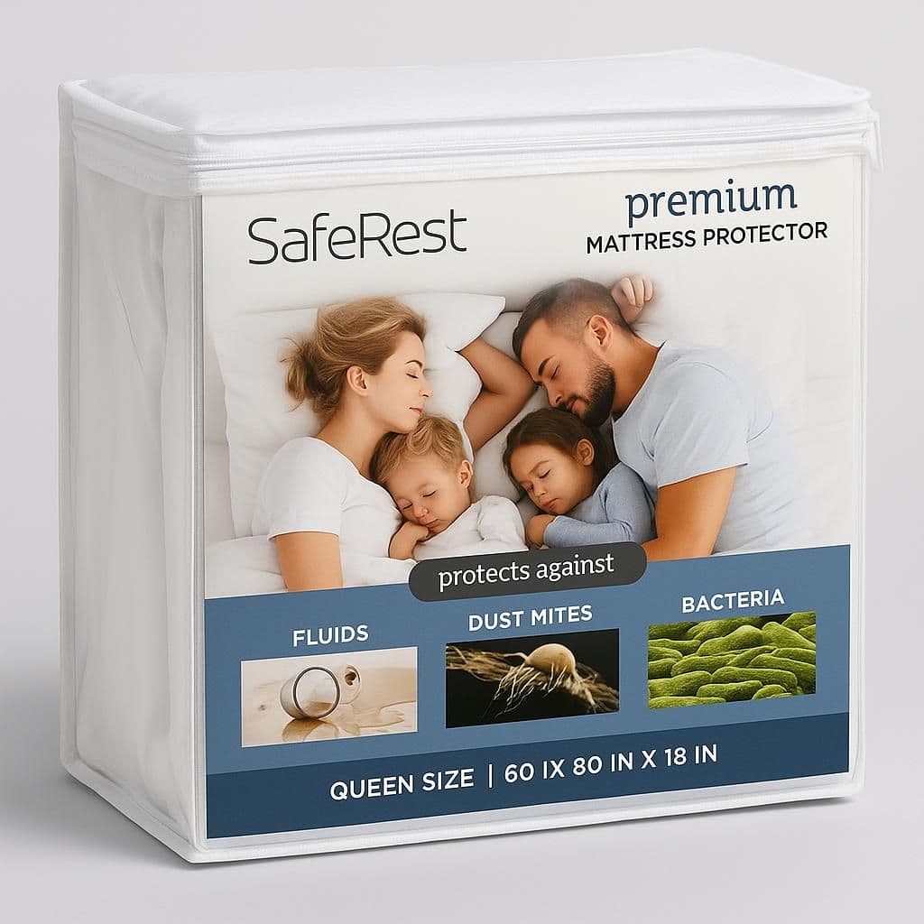 SafeRest Premium Hypoallergenic Waterproof Mattress Protector Queen