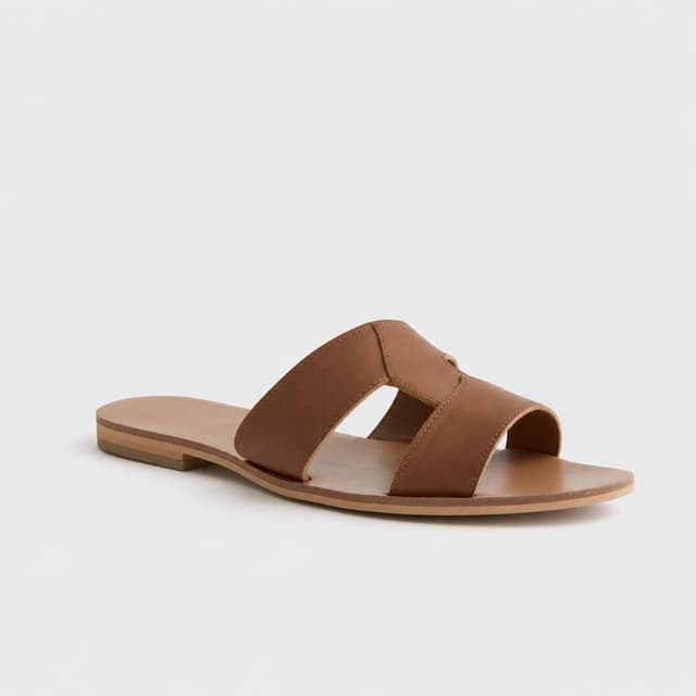 Quince Italian Leather Cutout Slide Sandal
