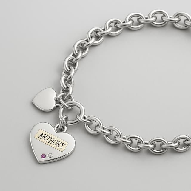Treasure Hut Sterling Silver Heart Bracelet 7.75-inch