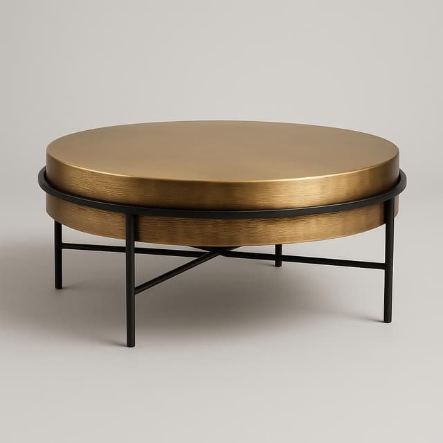 GUBI 2.0 Coffee Table Round Antique Brass Base Large