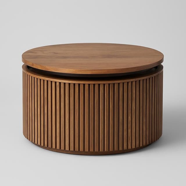 Mango Wood Lift-Top Round Coffee Table