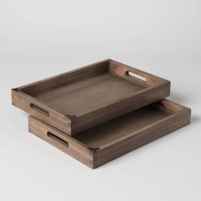 Gracie Oaks Glaude Rectangle Solid Wood Serving Tray