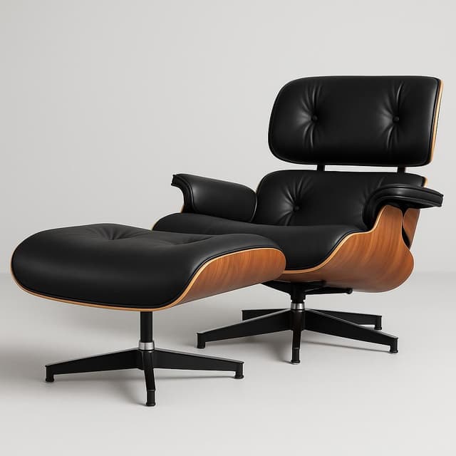 Cottinch Modern Leather Lounge Chair with Ottoman