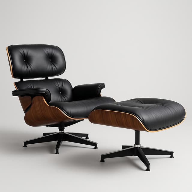 Decomica Mid-Century Plywood Lounge Chair and Ottoman Ultra Premium