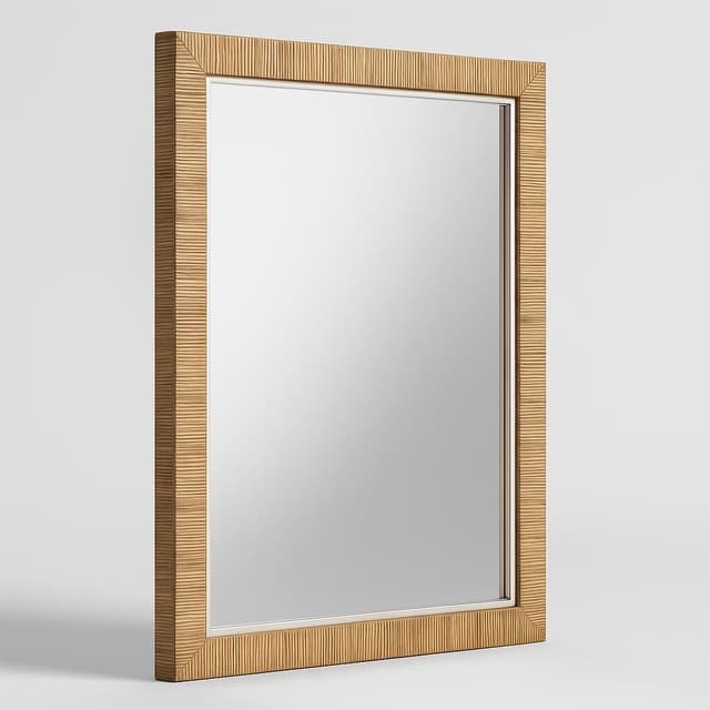 Joss & Main Adrianne Solid Wood/Rattan Rectangle Wall Mirror