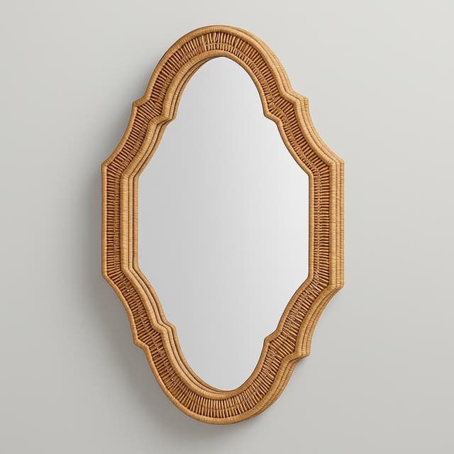Sintosin Boho Woven Rattan Wall Mirror 22 inch x 30 inch