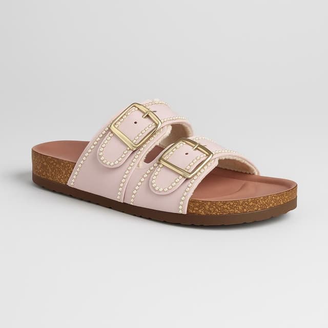Time and Tru Women's Footbed Slide Sandals