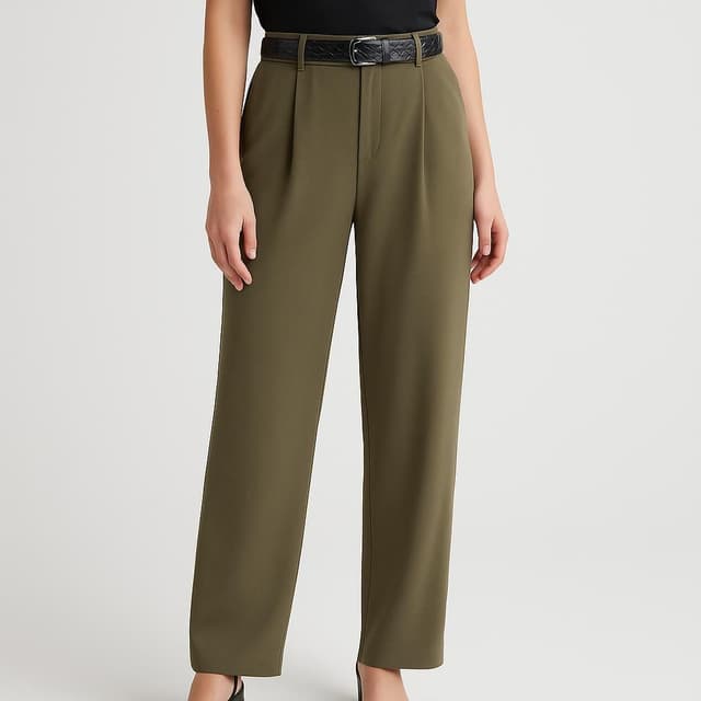 Quince Crepe Pleated Wide-Leg Pant