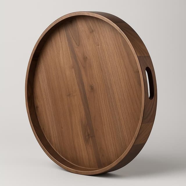 Loon Peak Arooj Round Solid Walnut Serving Tray