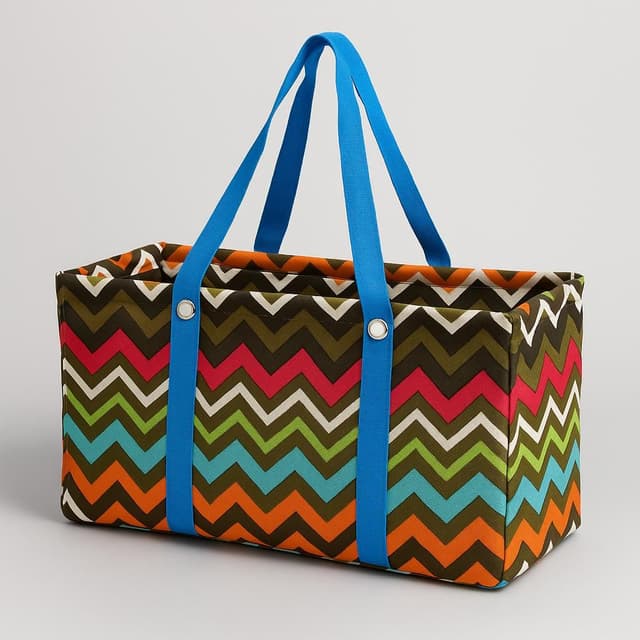 NGIL Chevron Print Large Canvas Utility Tote Bag